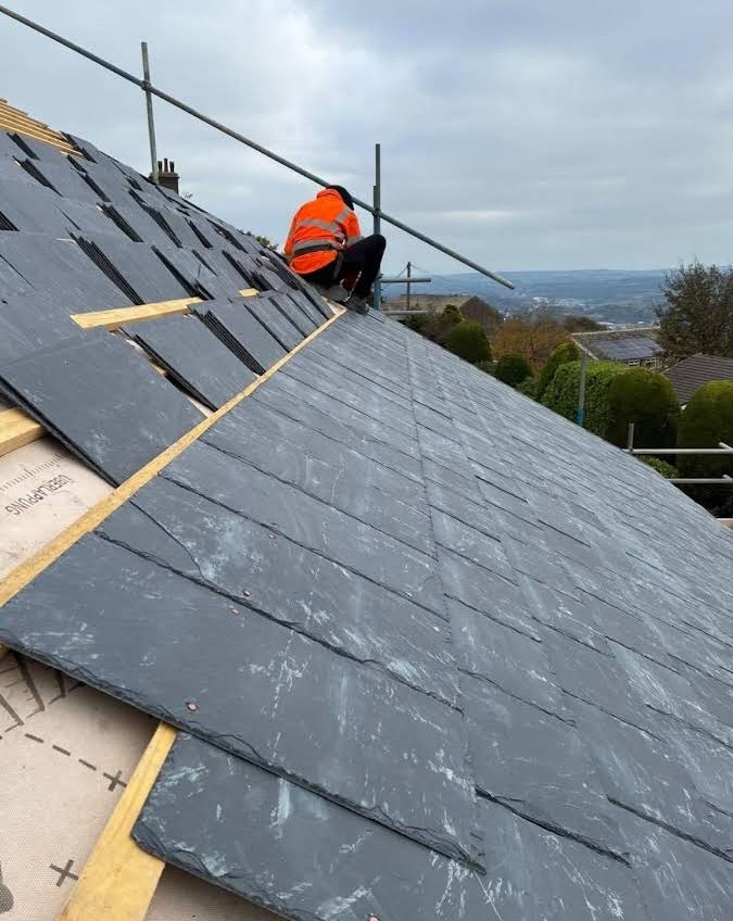 AH Roofing natural slate re-roof in progress